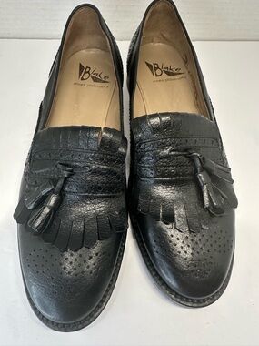 Blake Shoes Philosophy Women’s Black Leather Wingtip Tassel Kiltie Loafers Sz 38